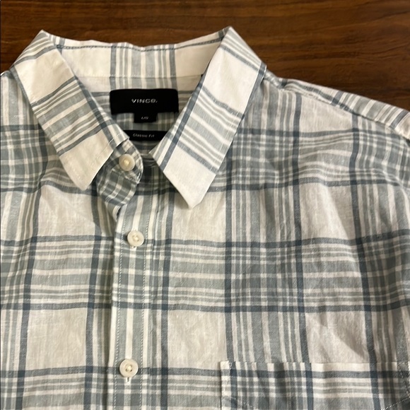 Vince Gray and White Plaid Casual Shirt Sz. Large - Picture 5 of 7